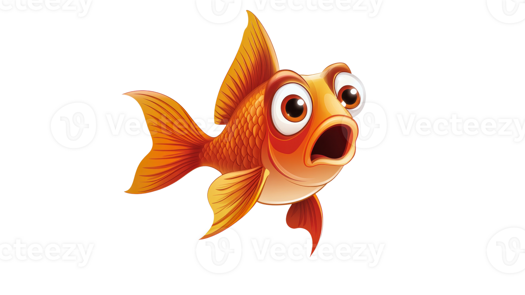 Surprised goldfish with wide eyes png