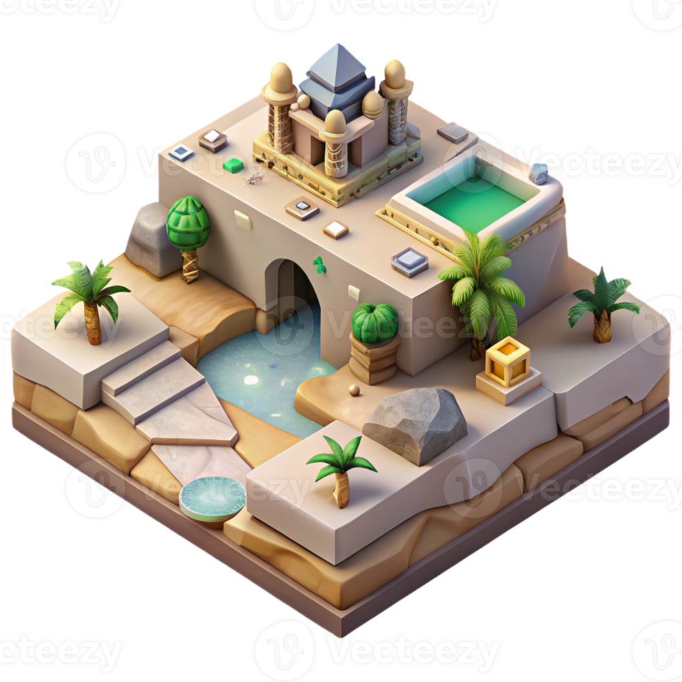 magnificent minimalist Isometric Virtual World with Customizable Terrain Isolated genuine png