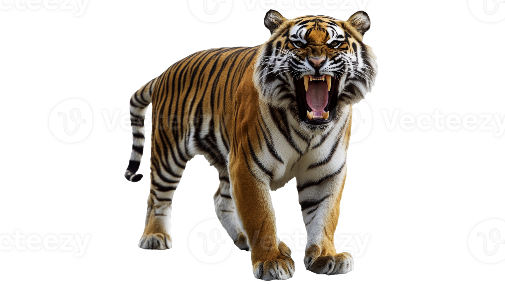 Majestic tiger roaring in natural habitat png