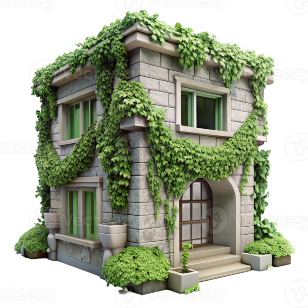 magnificent vintage Ivy Covered Building Facade Cutout Isolated Element detailed png