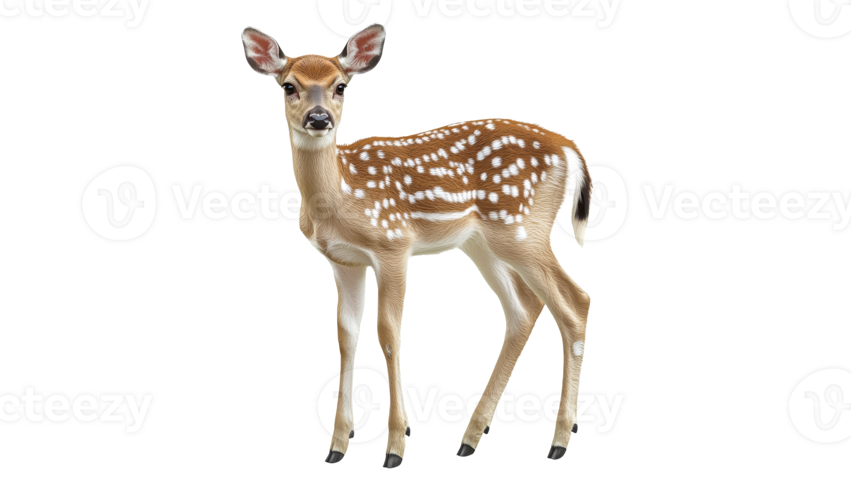 Young deer stands gracefully in open field png