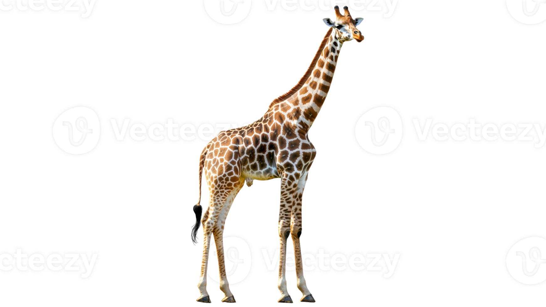 Majestic giraffe stands tall in natural habitat png
