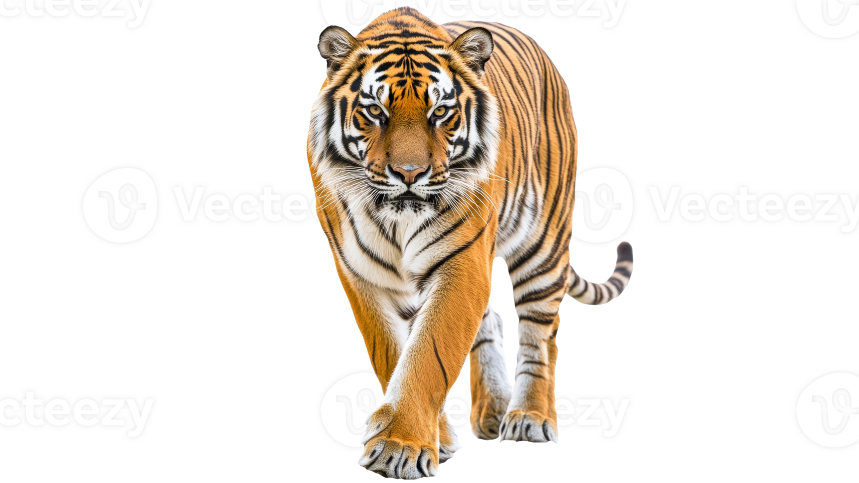 Majestic tiger walking with confidence in daylight png