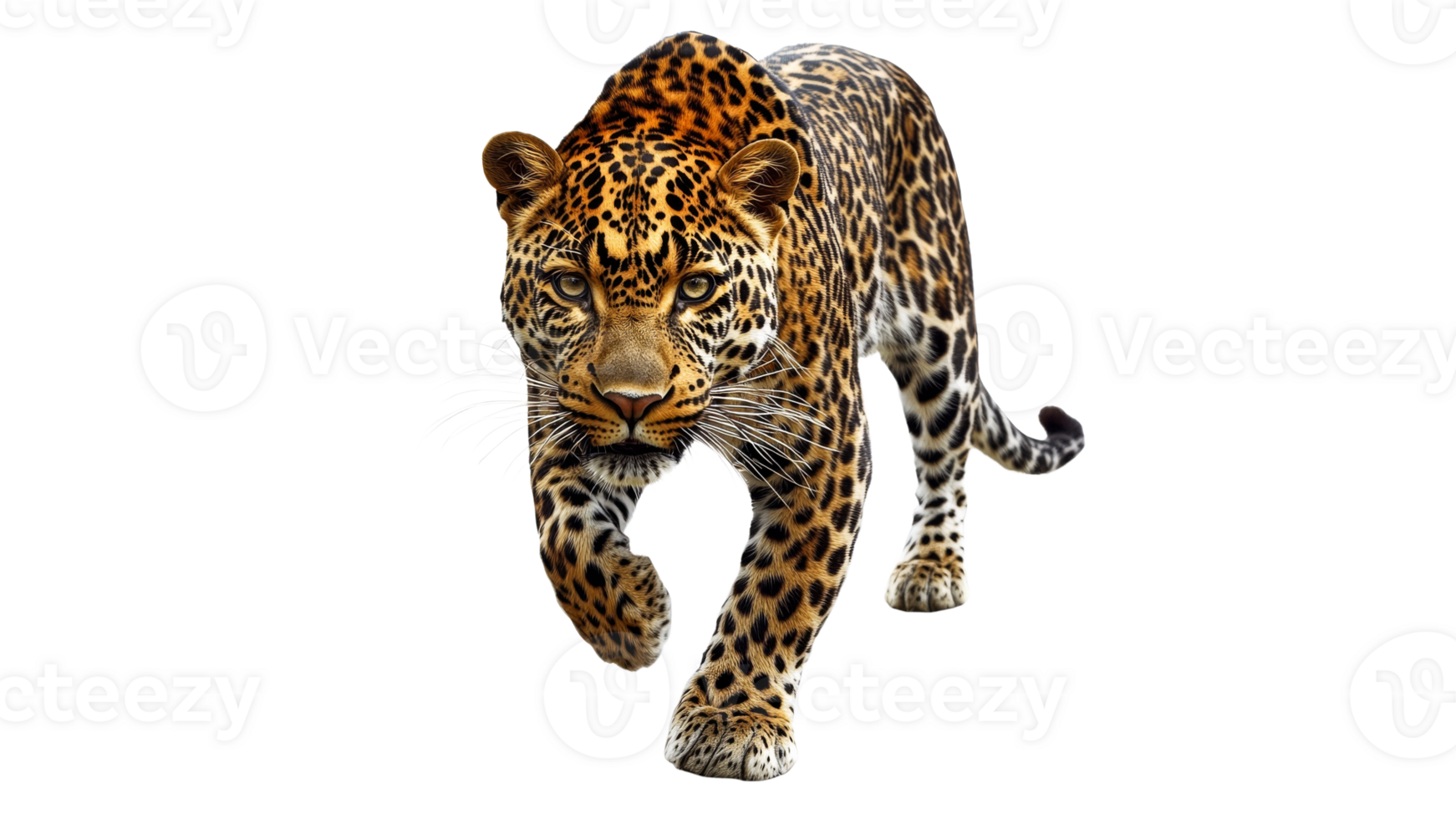 Leopard hunts in the jungle png