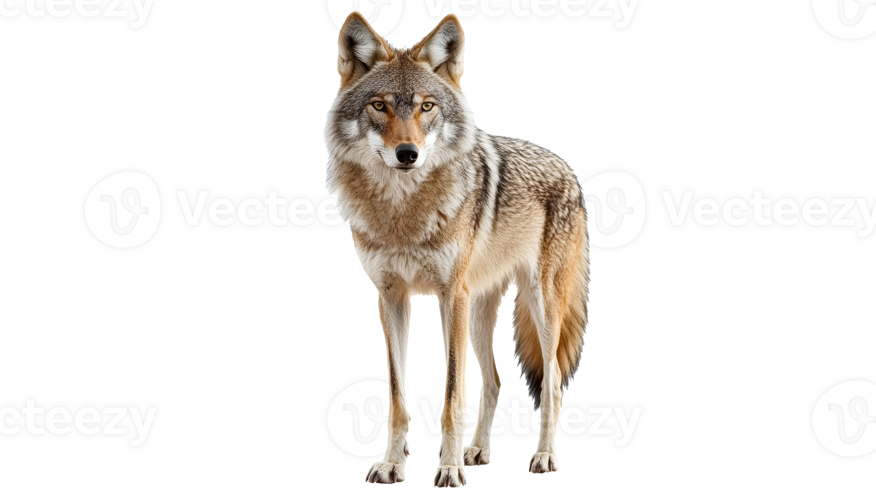 Coyote in alert natural pose png