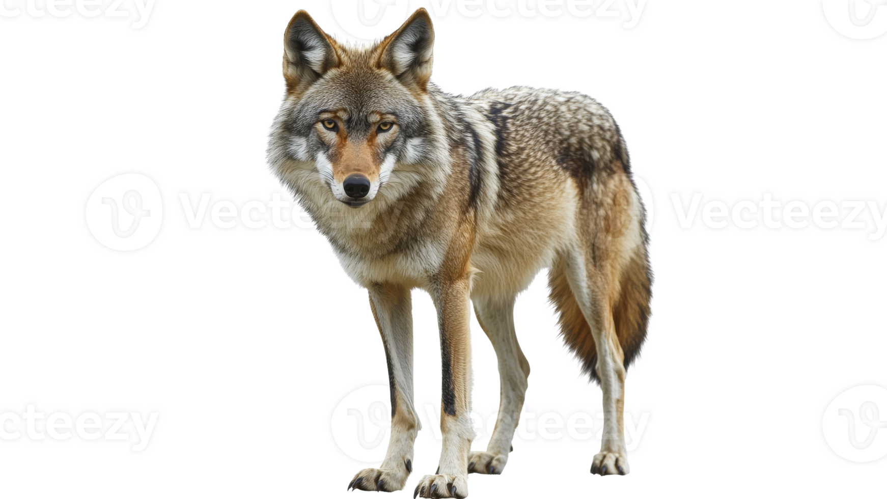 Wolf in natural pose on white background png