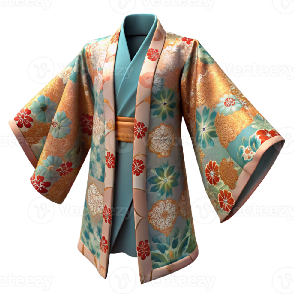 impressive classic Japanese Kimono with Floral Pattern Isolated high quality png