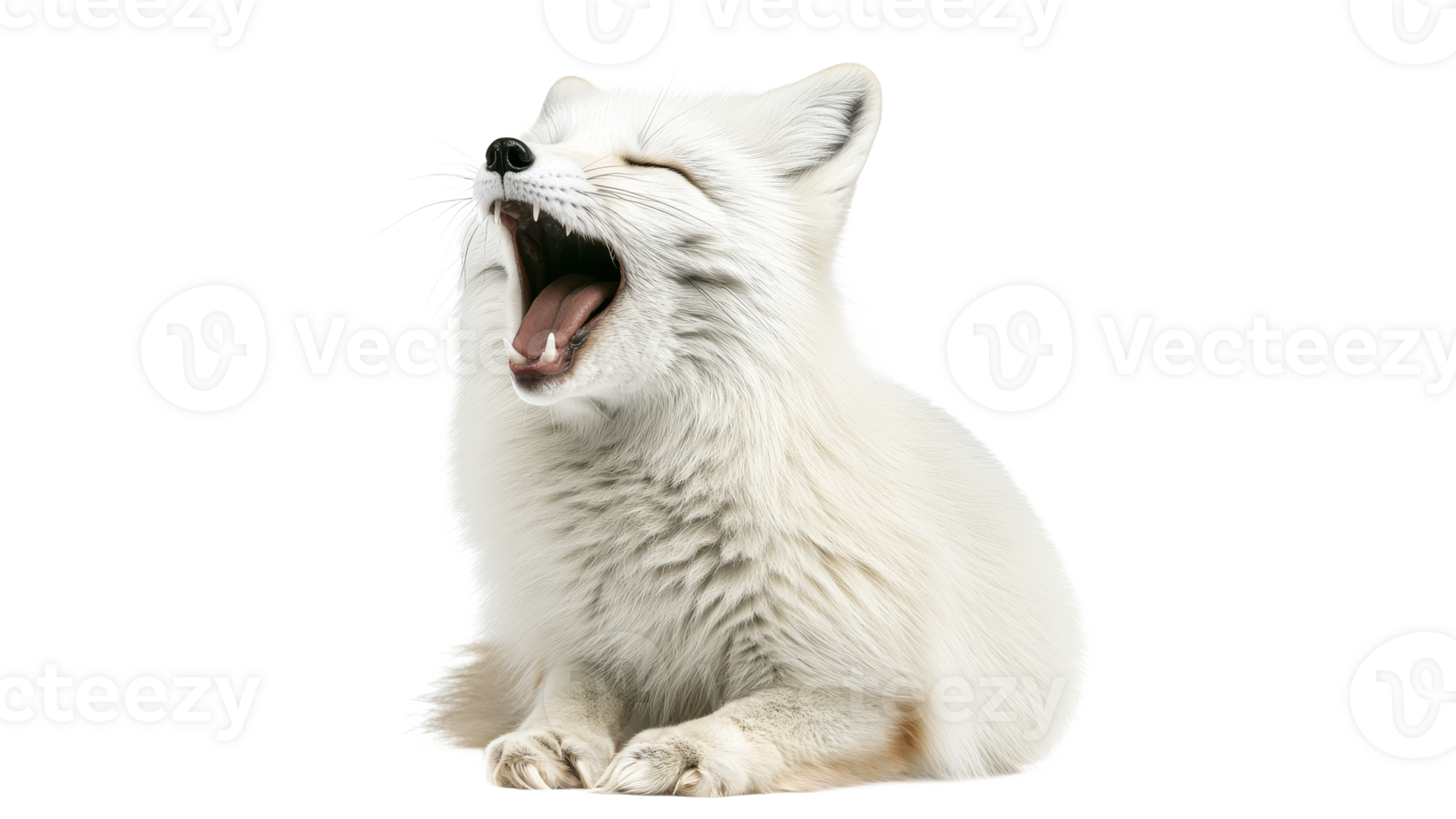 Arctic fox yawning in a playful moment png