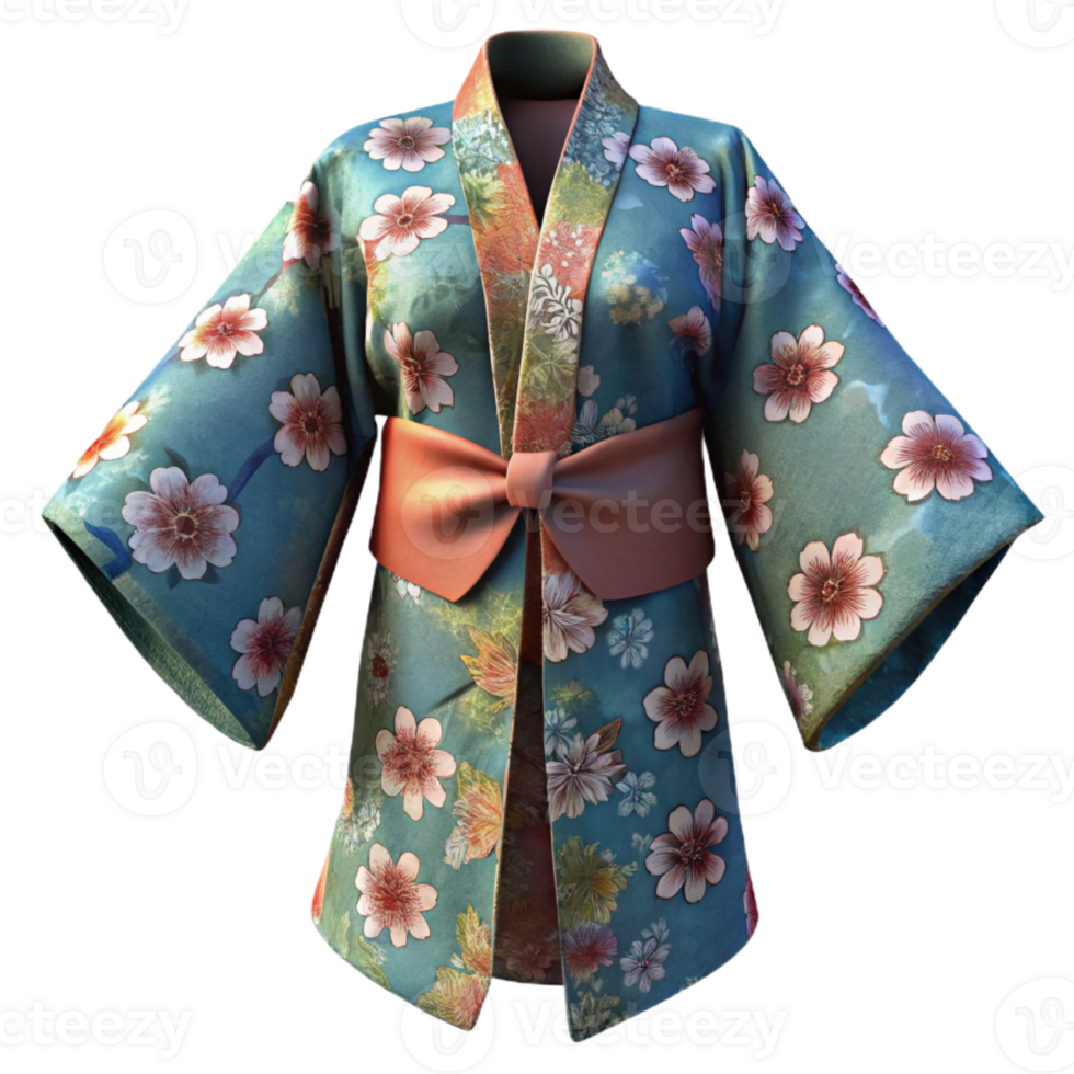 magnificent artistic Japanese Kimono with Floral Pattern Isolated high resolution png