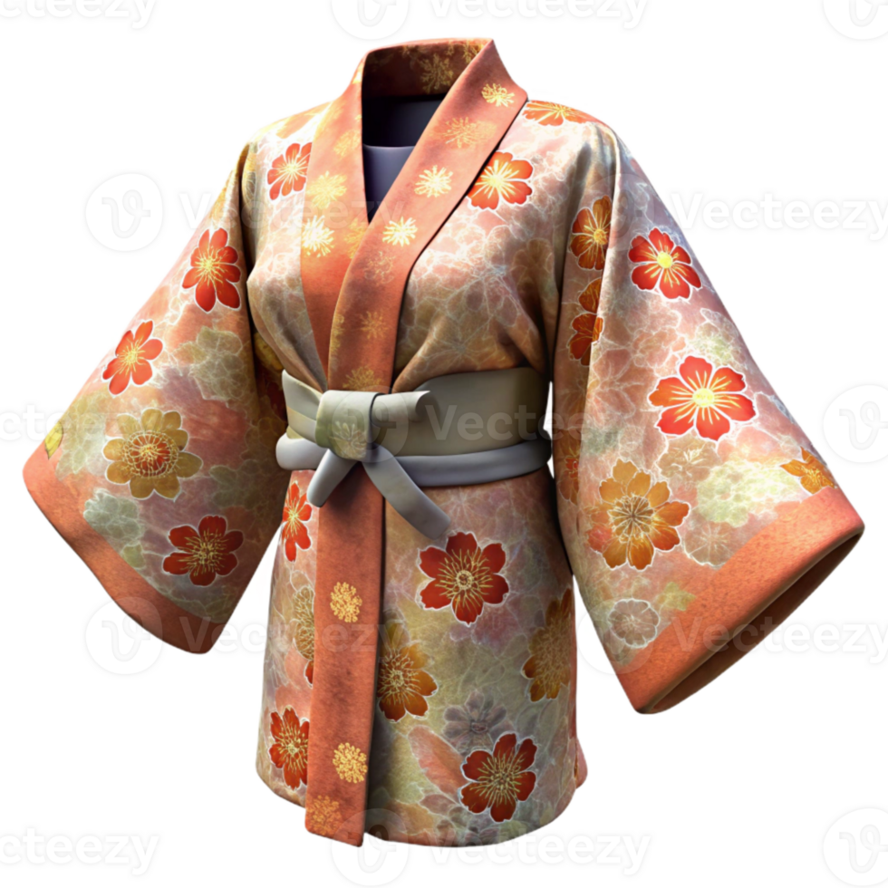 beautiful minimalist Japanese Kimono with Floral Pattern Isolated high quality png