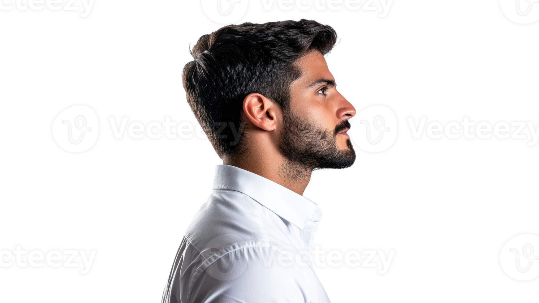 Profile view of a young man with stylish beard png