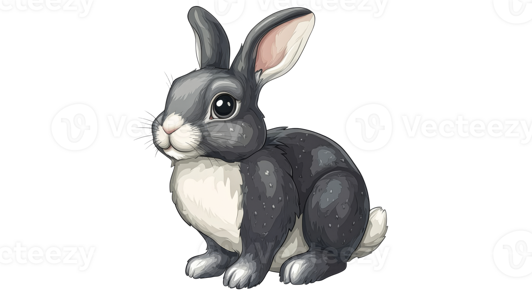 Cute cartoon rabbit sitting in a relaxed pose png