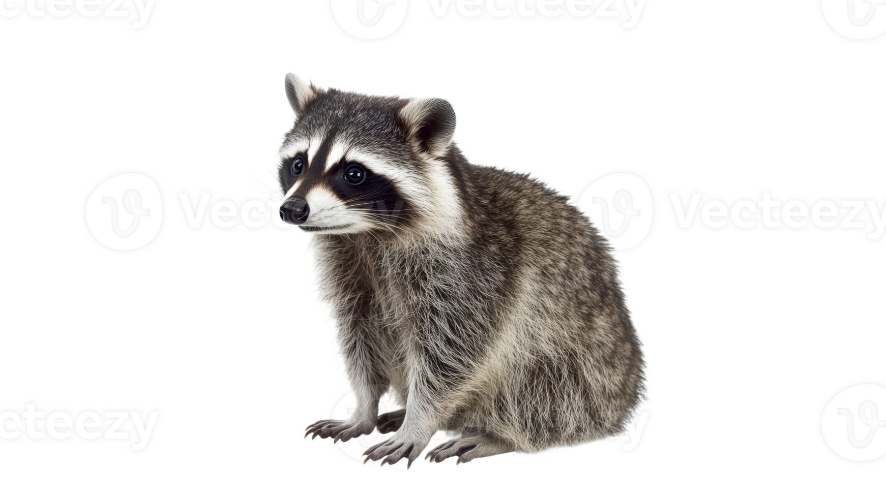 Cute raccoon sitting on white background png