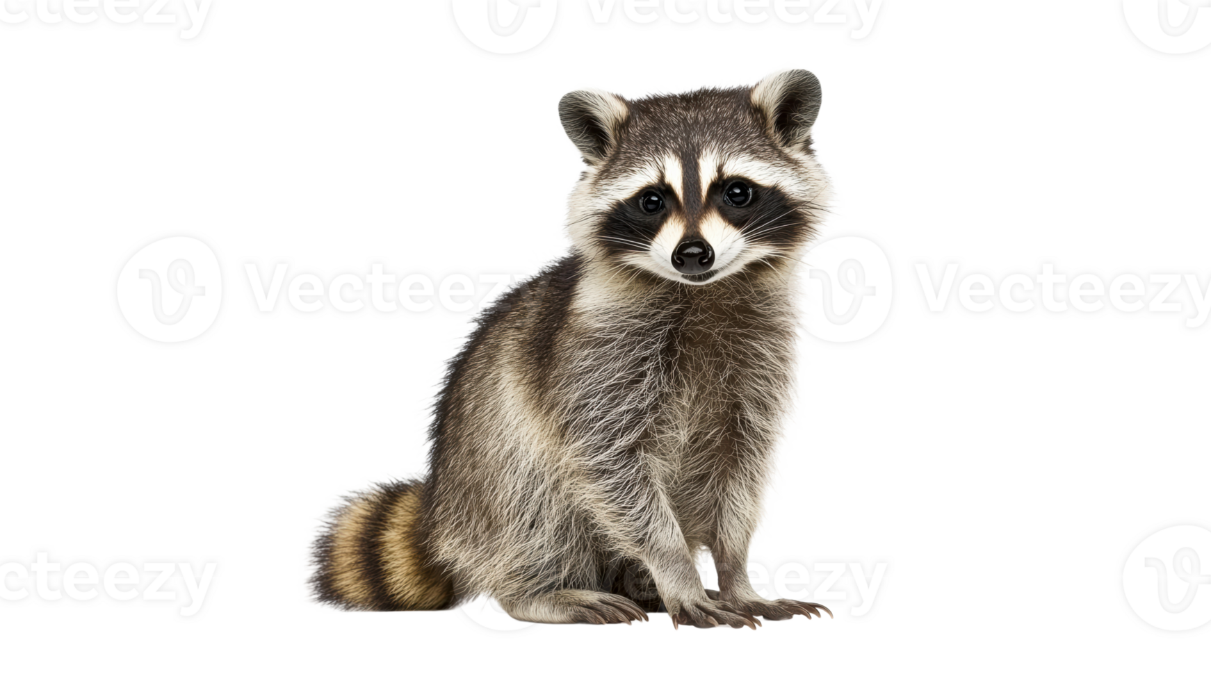 Raccoon sitting calmly in natural light png