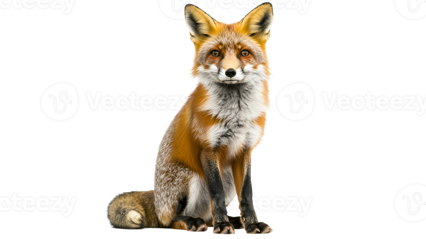 Beautiful red fox sitting quietly in a serene pose png