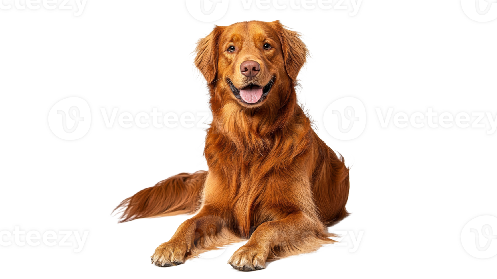 Relaxed golden retriever in bright light png