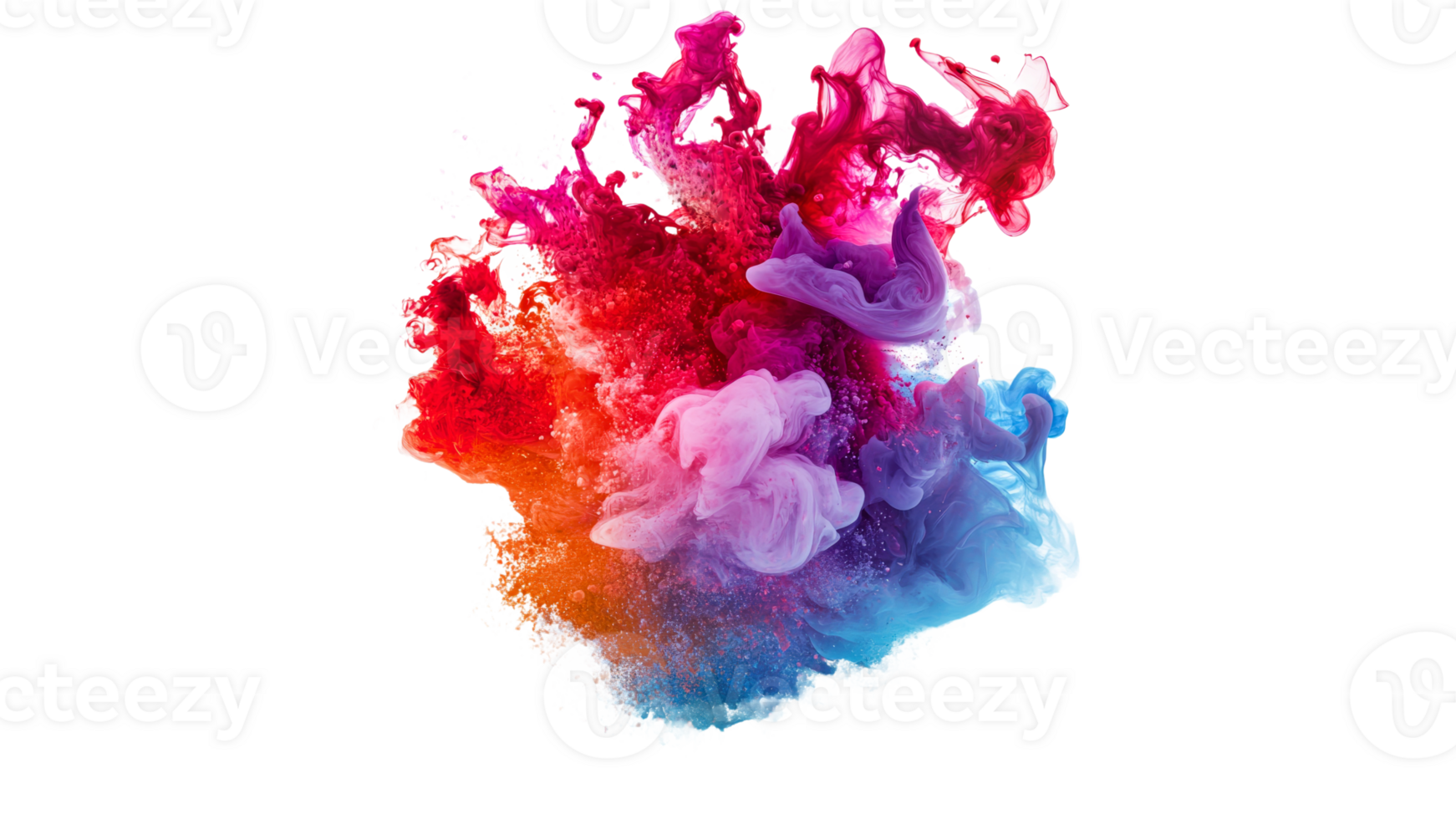 Vivid ink patterns explode in water png