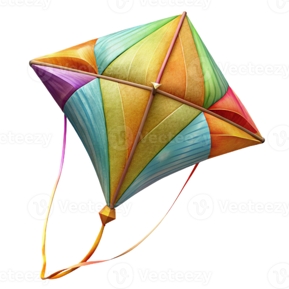 serene artistic Kite Flying High Colorful Isolated exclusive png