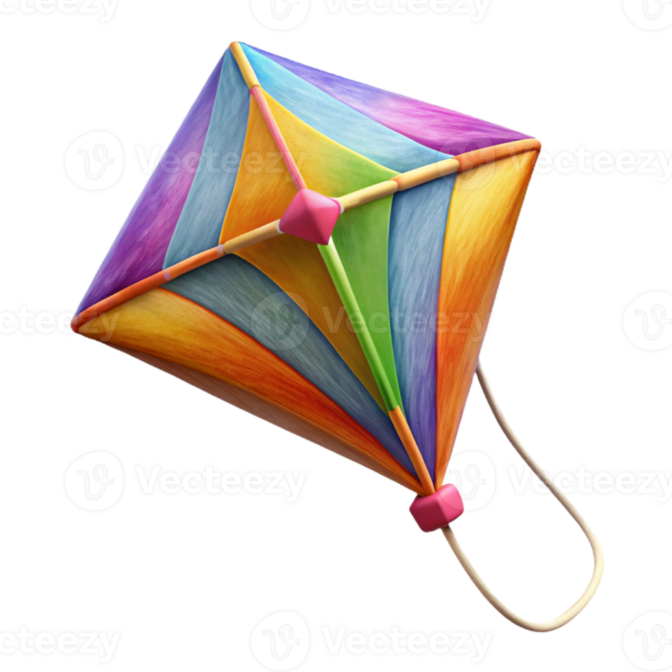 dramatic rustic Kite Flying High in the Sky Colorful Design Isolated genuine png
