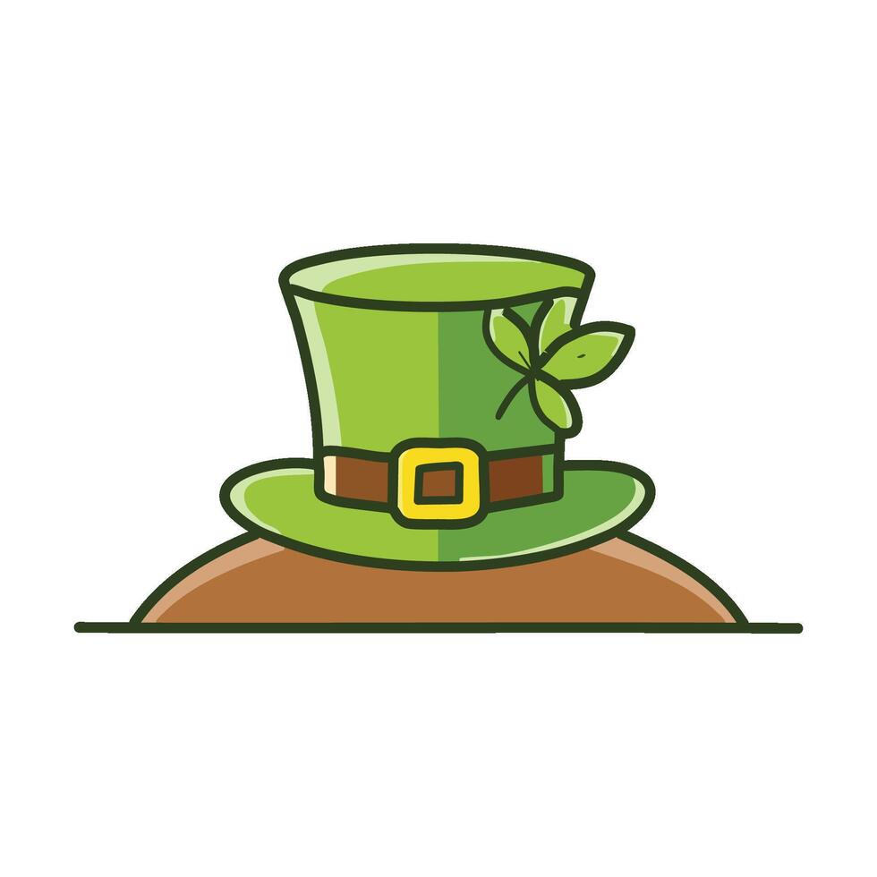 a green hat with a leaf on it vector