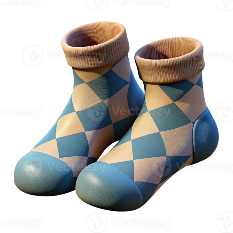 serene traditional Knitted Wool Socks with Argyle Pattern Isolated professional png