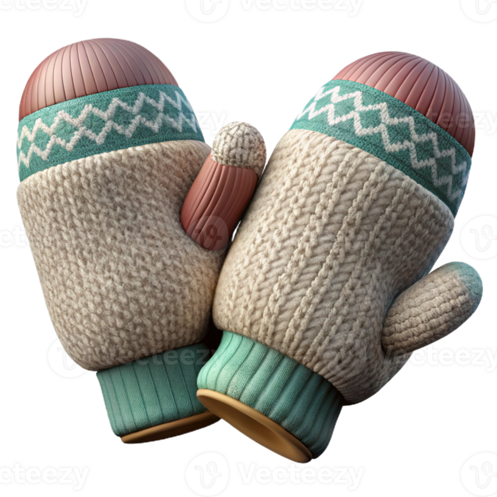 wonderful classic Knitted Wool Mittens with Fair Isle Pattern Isolated exclusive png