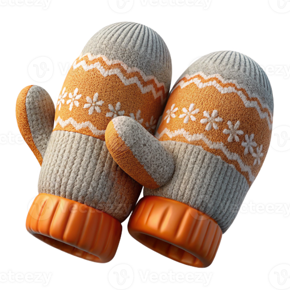 wonderful traditional Knitted Wool Mittens with Fair Isle Pattern Isolated high quality png