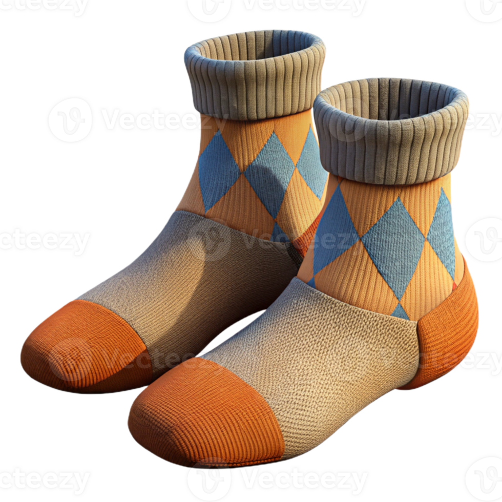 elegant contemporary Knitted Wool Socks with Argyle Pattern Isolated original png