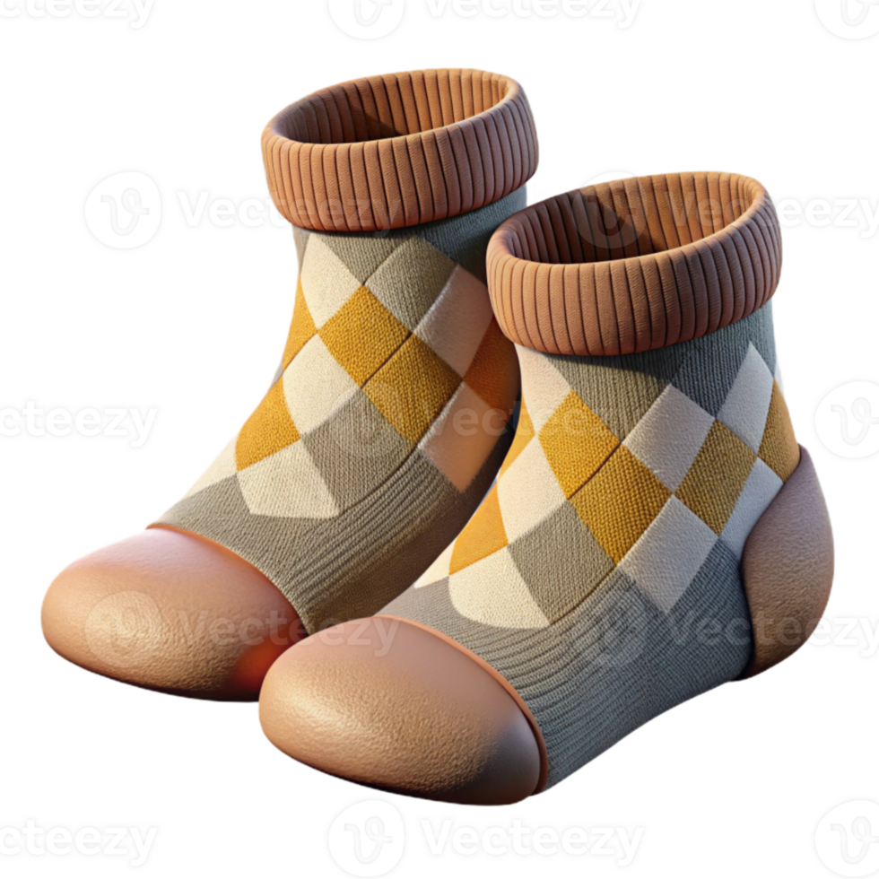 stunning rustic Knitted Wool Socks with Argyle Pattern Isolated professional png