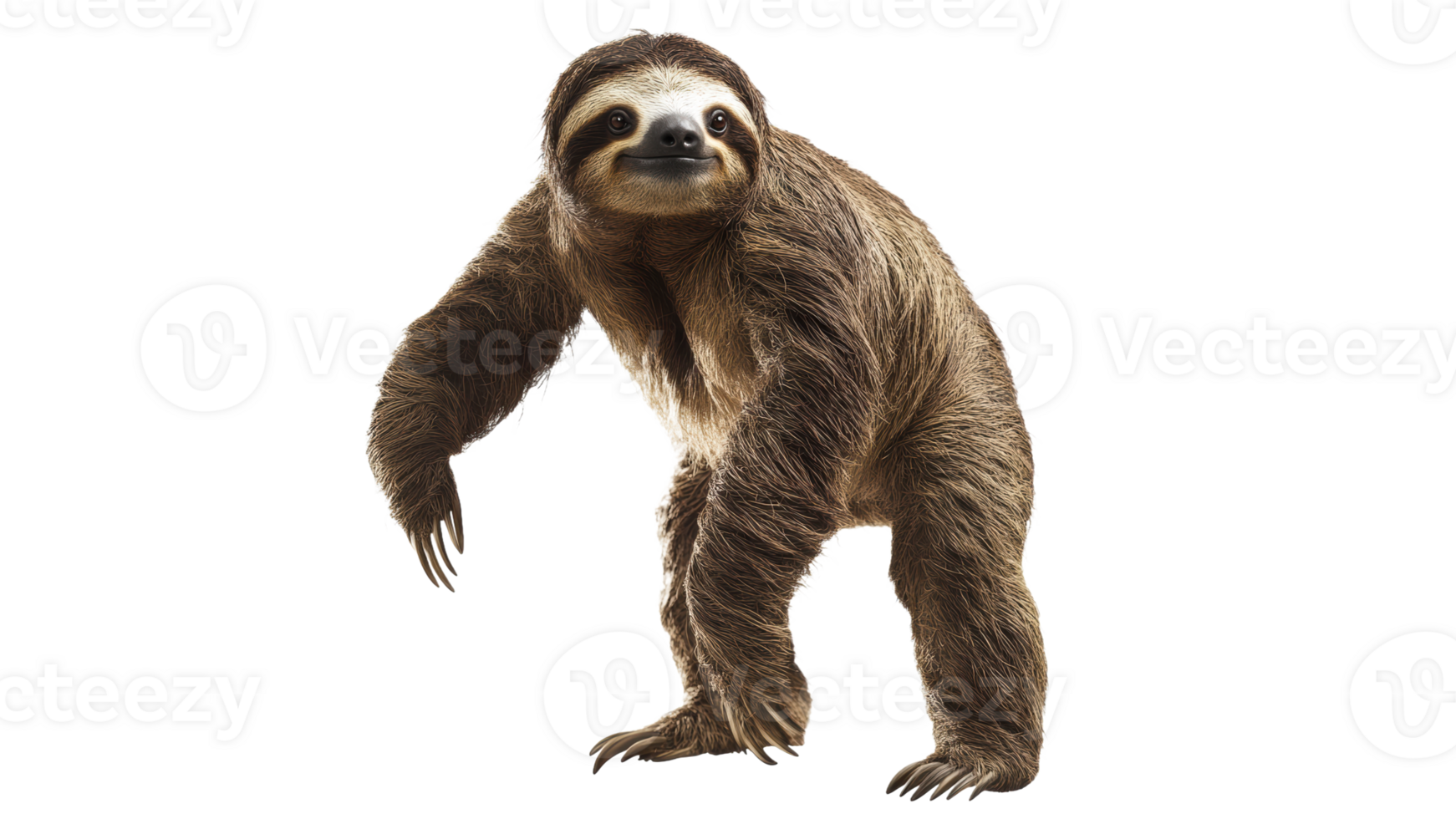 Sloth walking on all fours in a bright environment png