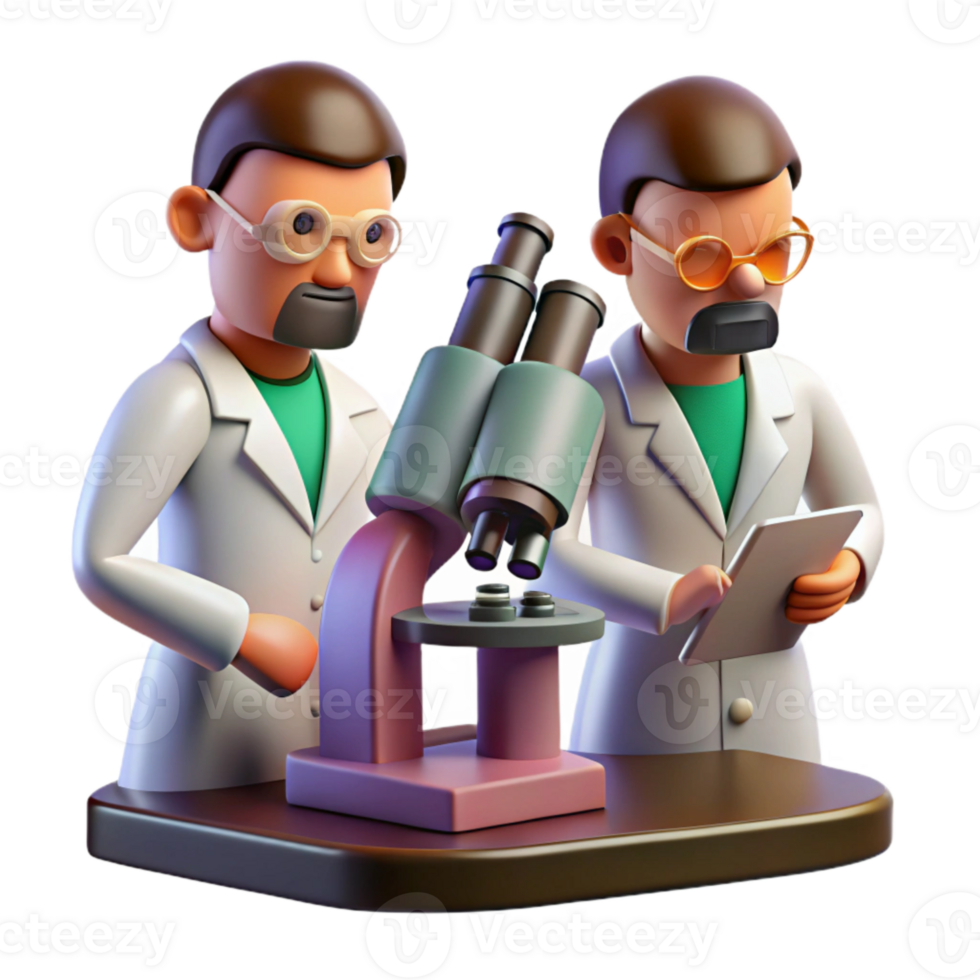 vibrant creative Lab Collaboration Under Microscope Cutout original png
