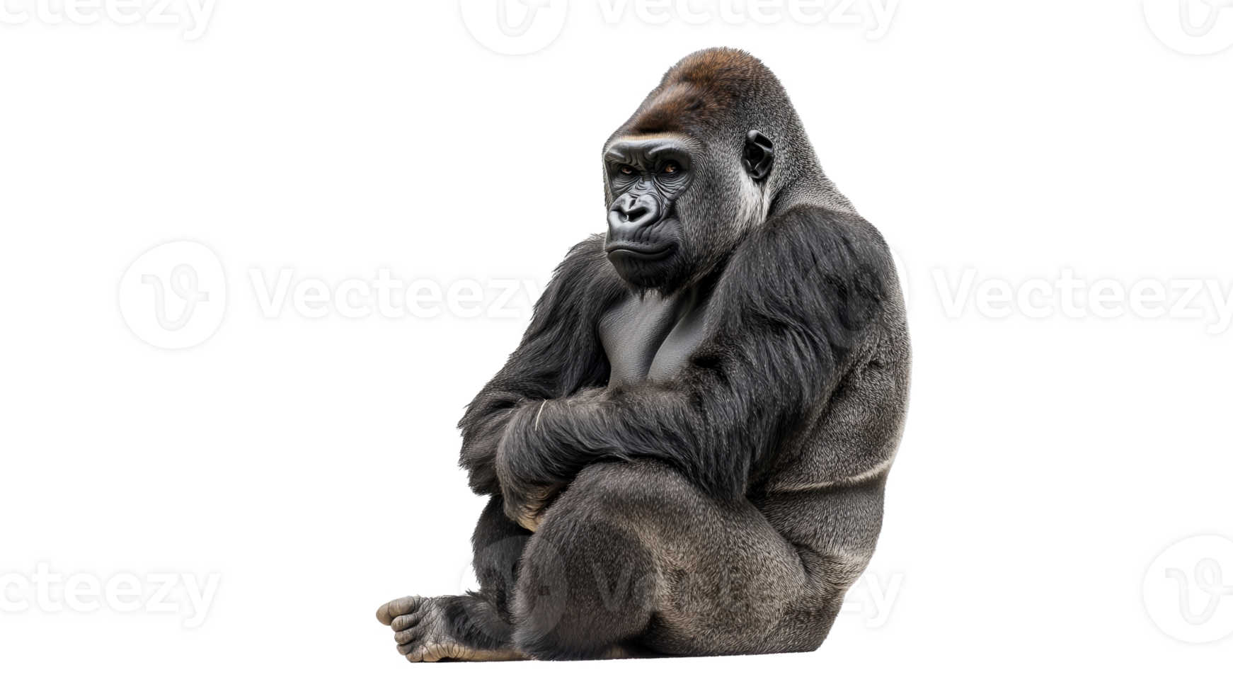 Calm gorilla in a thoughtful pose png
