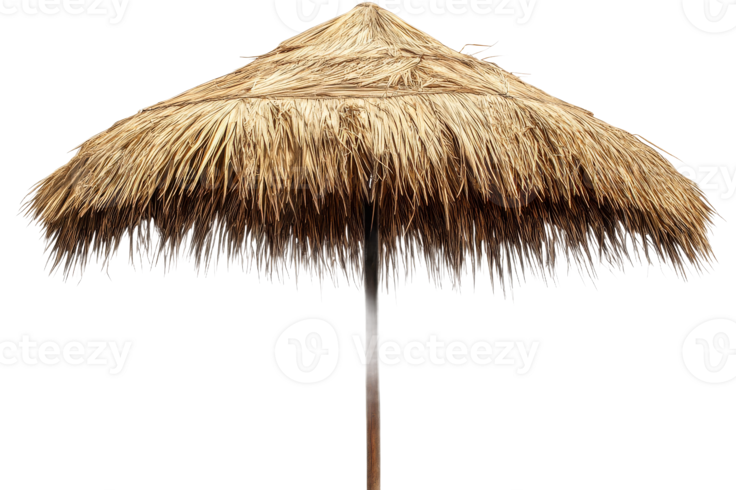 Thatched umbrella provides shade on a sunny day png