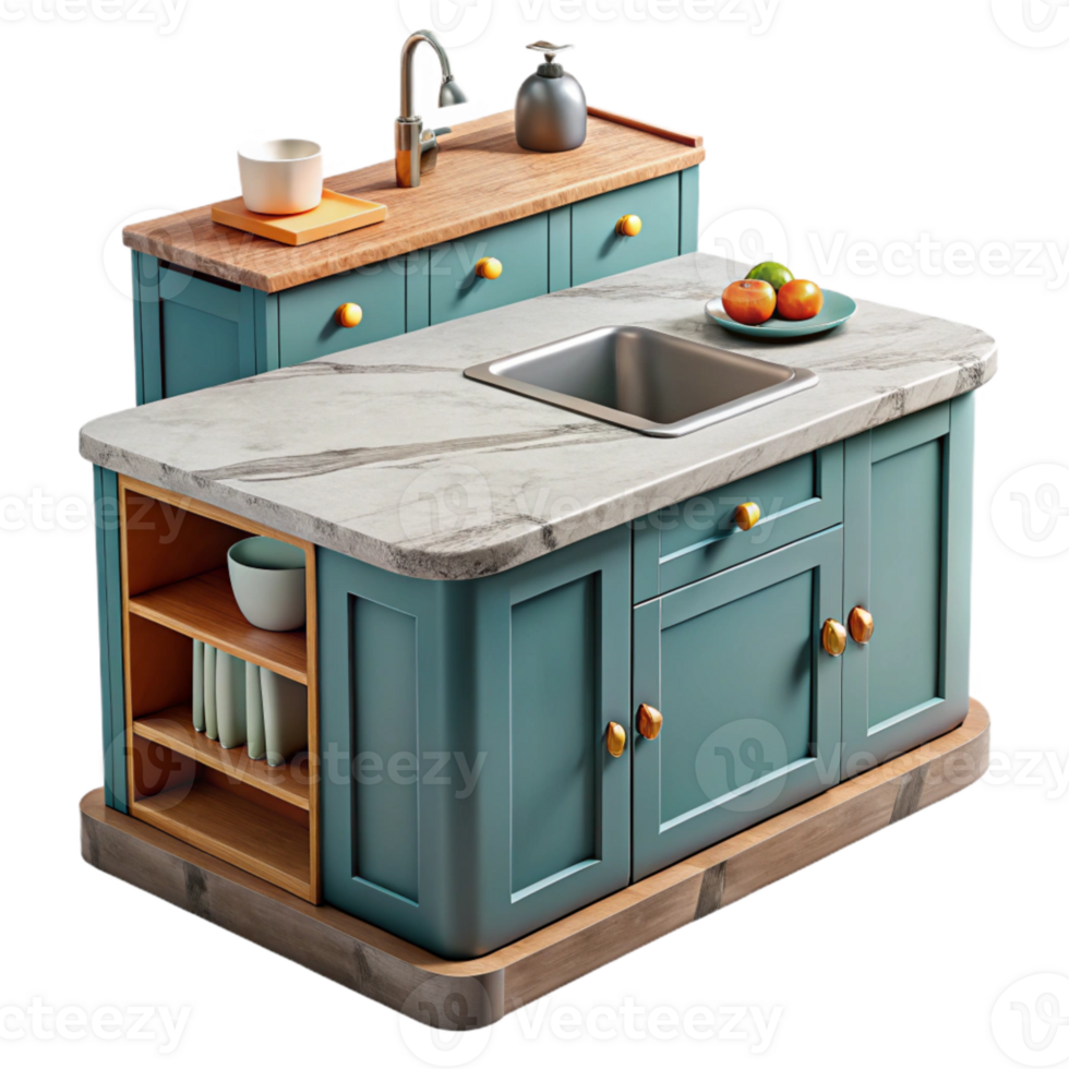 extraordinary vintage Lab Created Kitchen Counter Top View detailed png