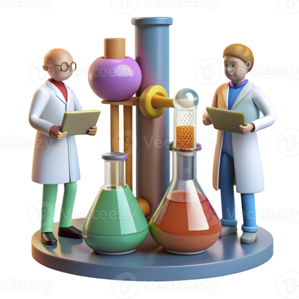 beautiful modern Lab Equipment and Scientists Transparent Background genuine png