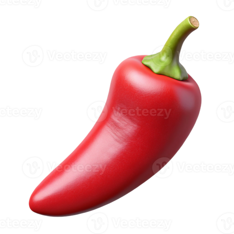 impressive traditional Lab Grown Chili Pepper Red Tip Isolated high resolution png