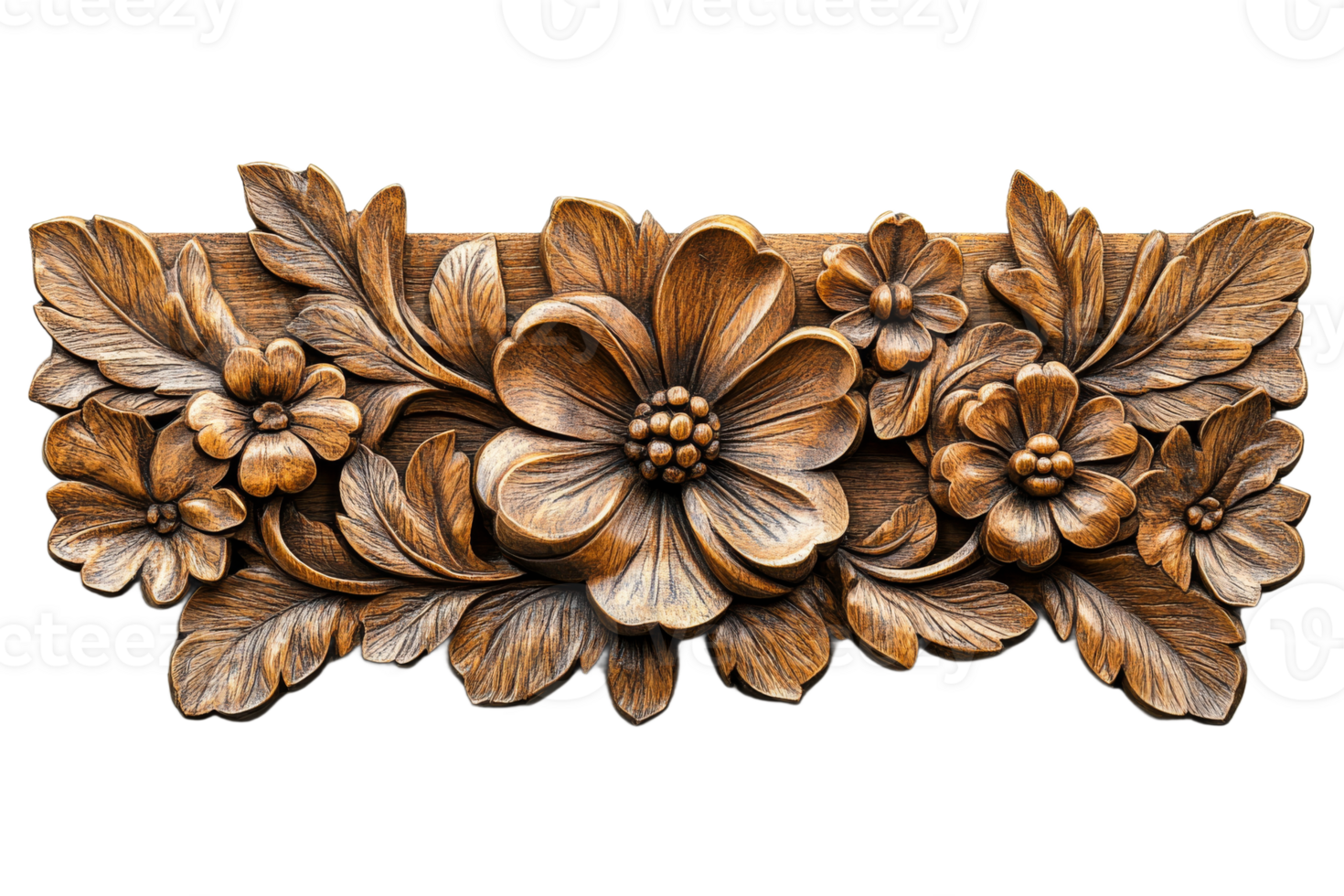 Delicate wood floral carving highlights beauty png