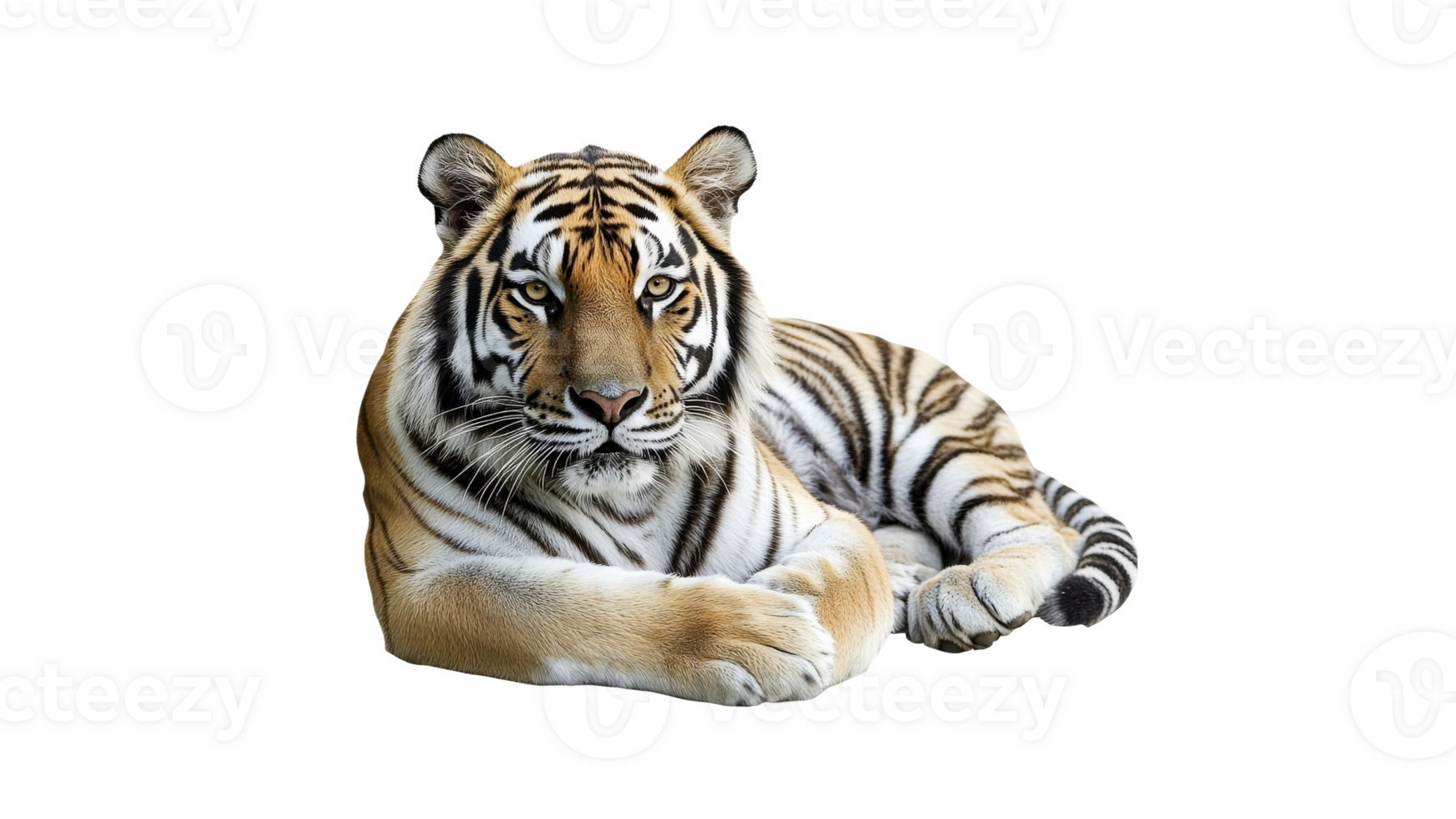 Majestic tiger resting in a calm position png