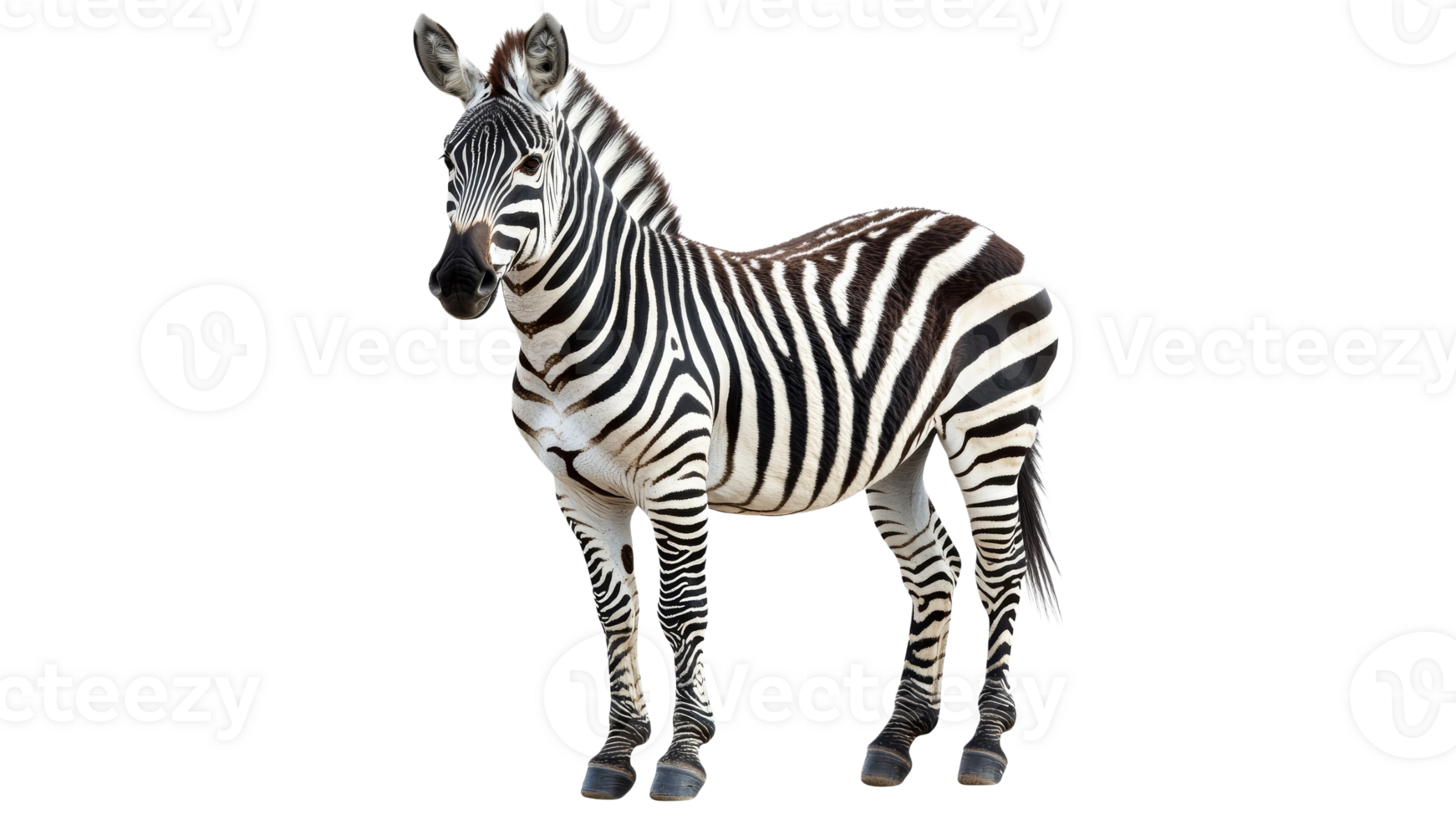 Zebra in natural pose on transparent background png