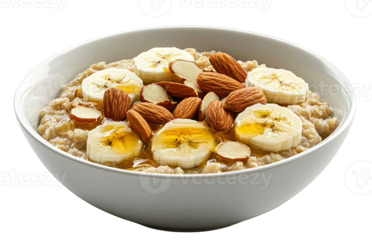 Oatmeal with banana and almonds for breakfast png