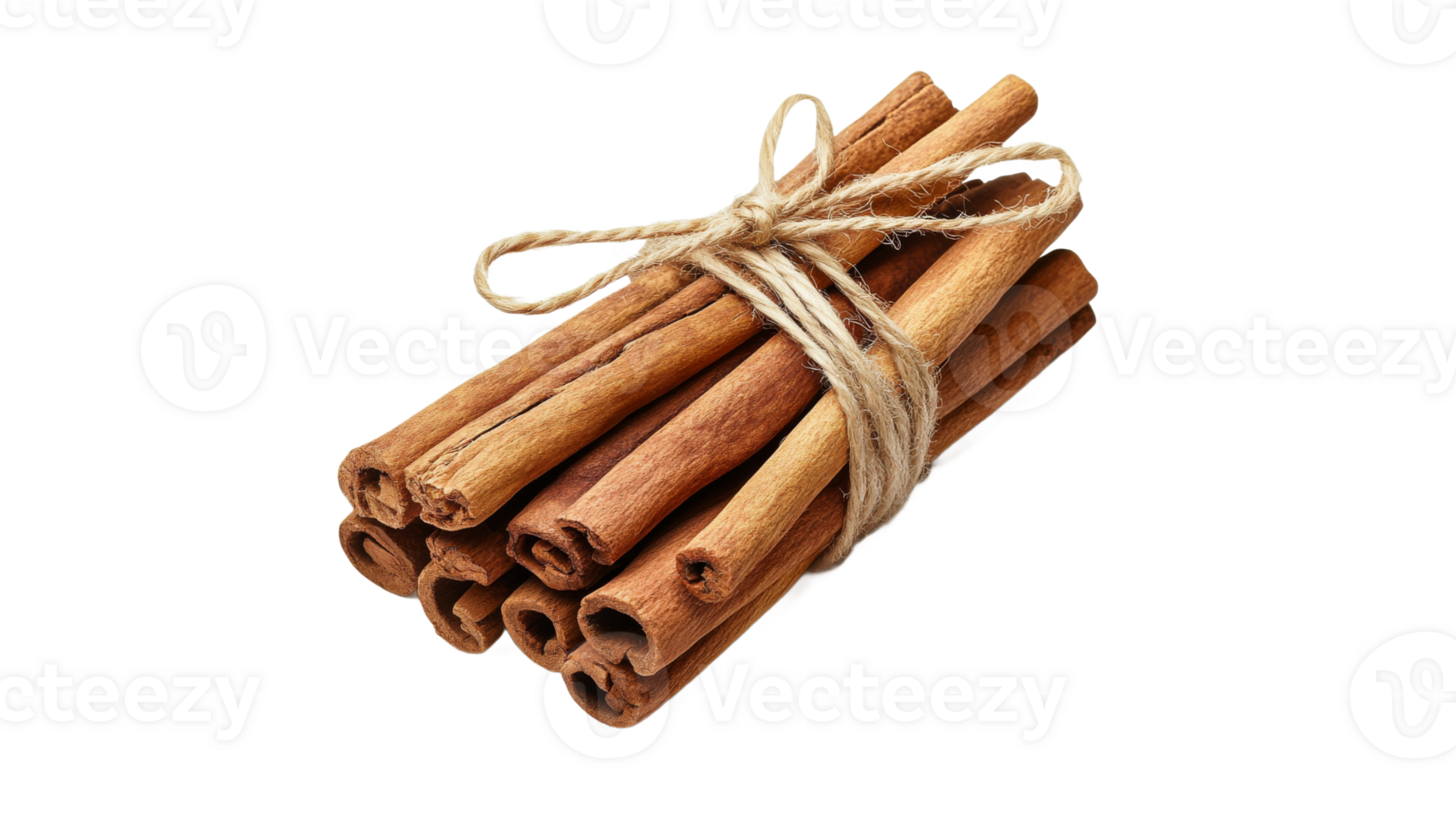 Cinnamon sticks tied with twine on white surface png