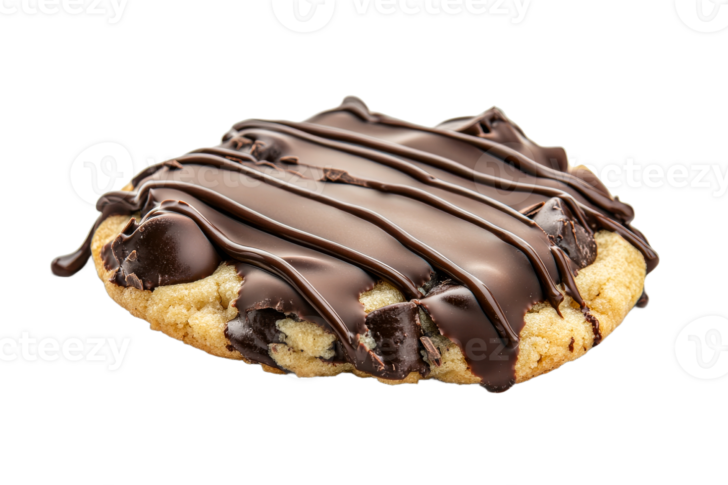 Cookie with luscious chocolate drizzle png