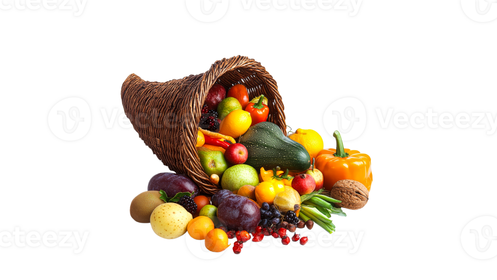 Harvest overflowing from a cornucopia png
