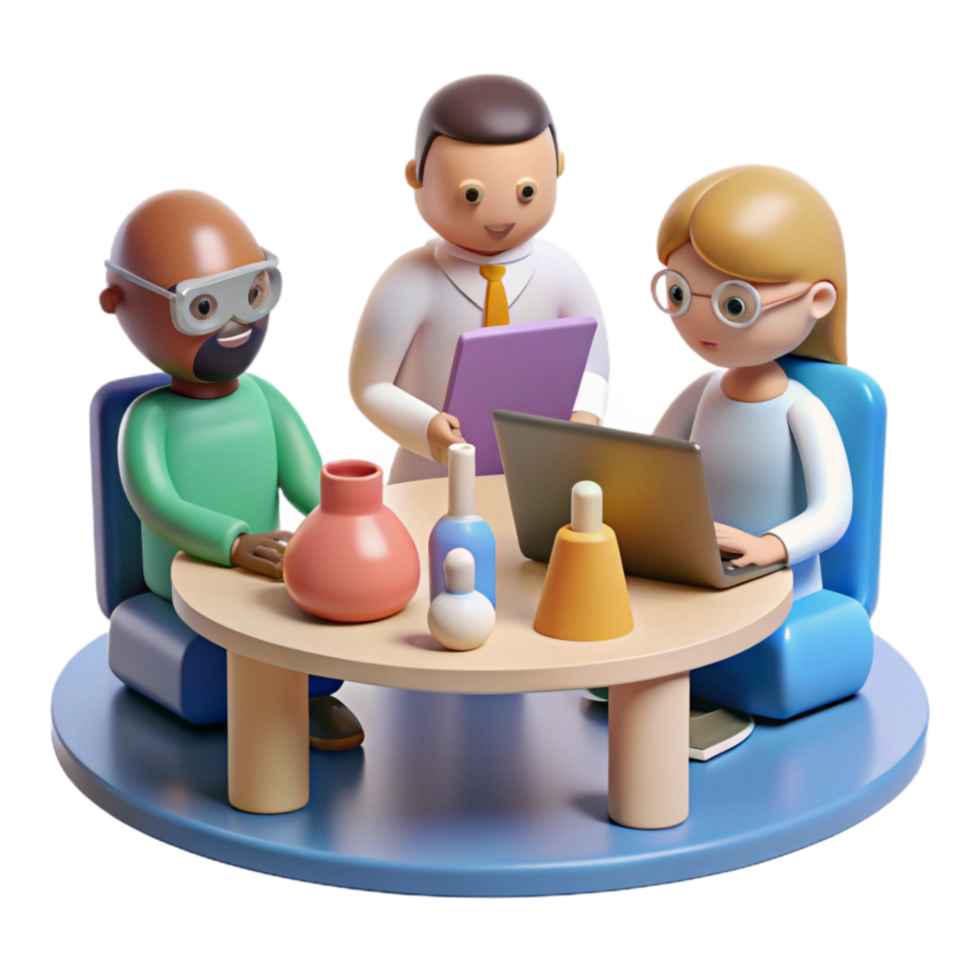 beautiful rustic Lab Meeting with Diverse Scientists Isolated Element professional png