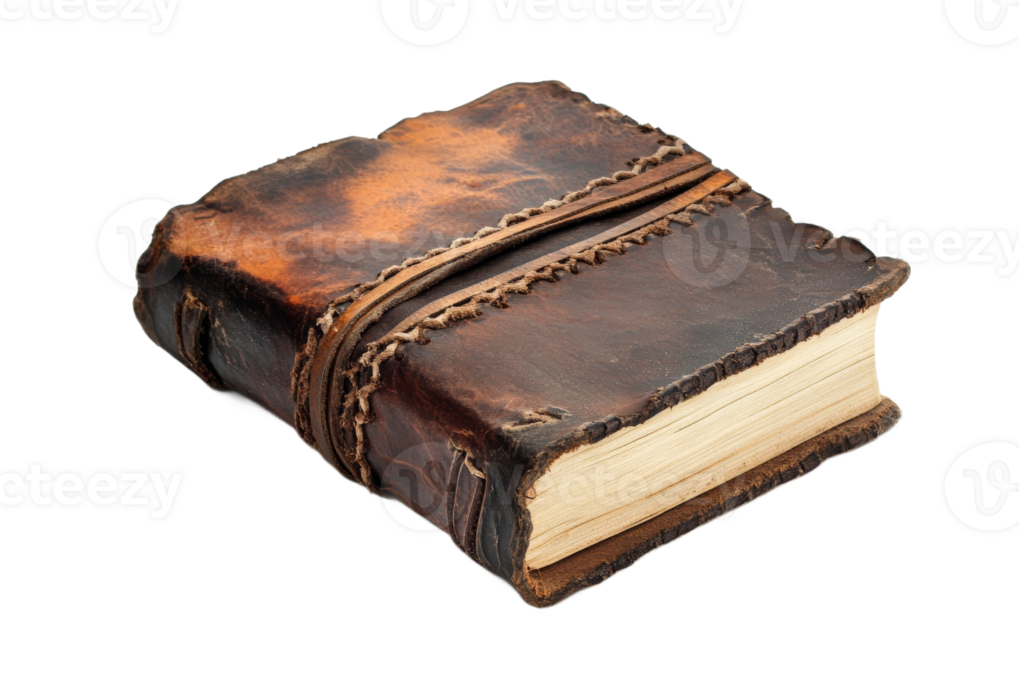 Unique leather bound book with intricate details png