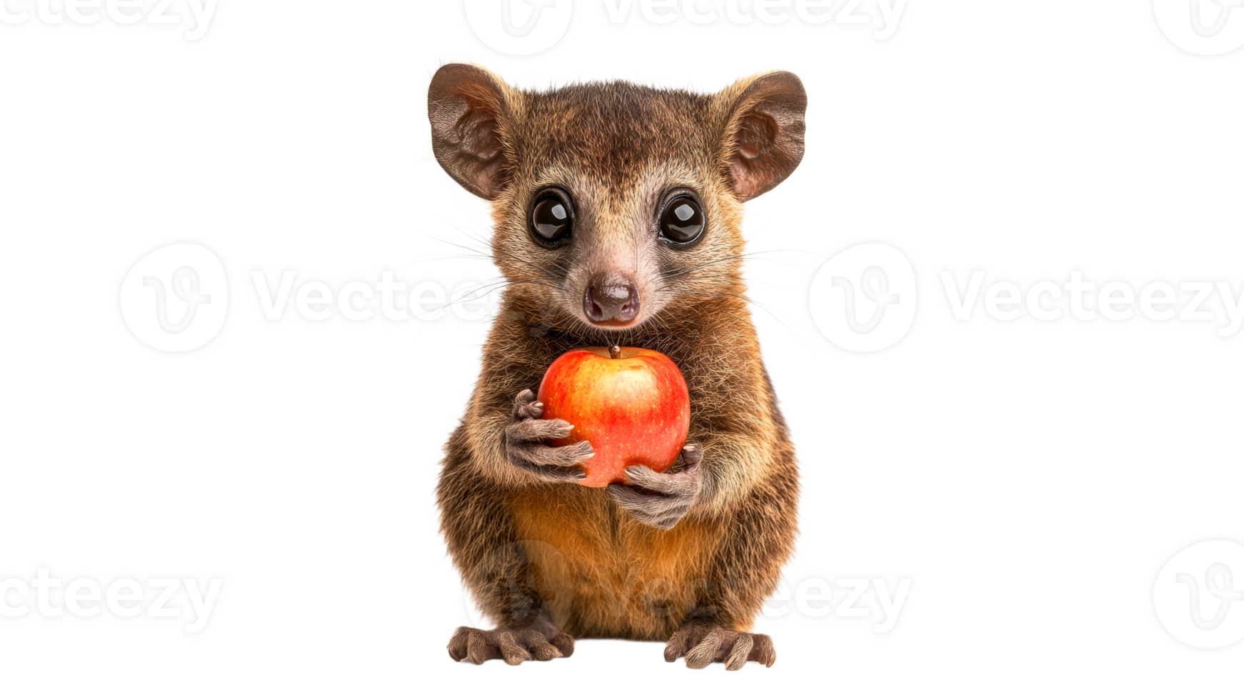 Adorable animal with red apple png