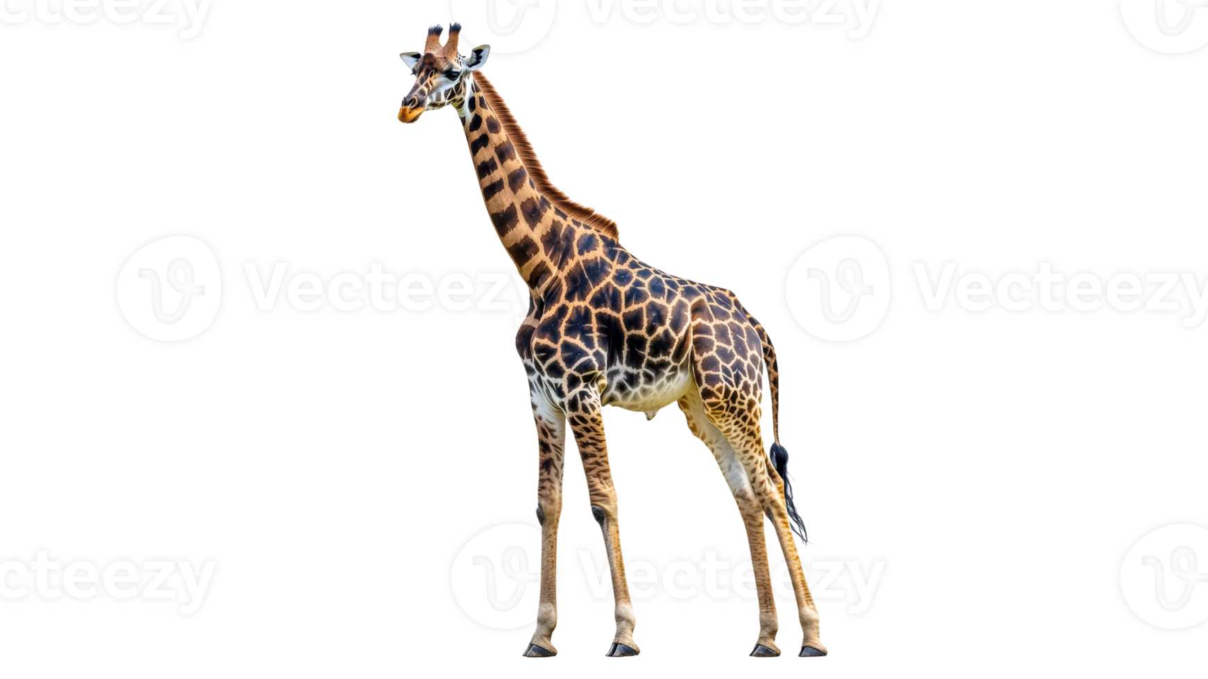 Giraffe standing gracefully in natural habitat on transparent png