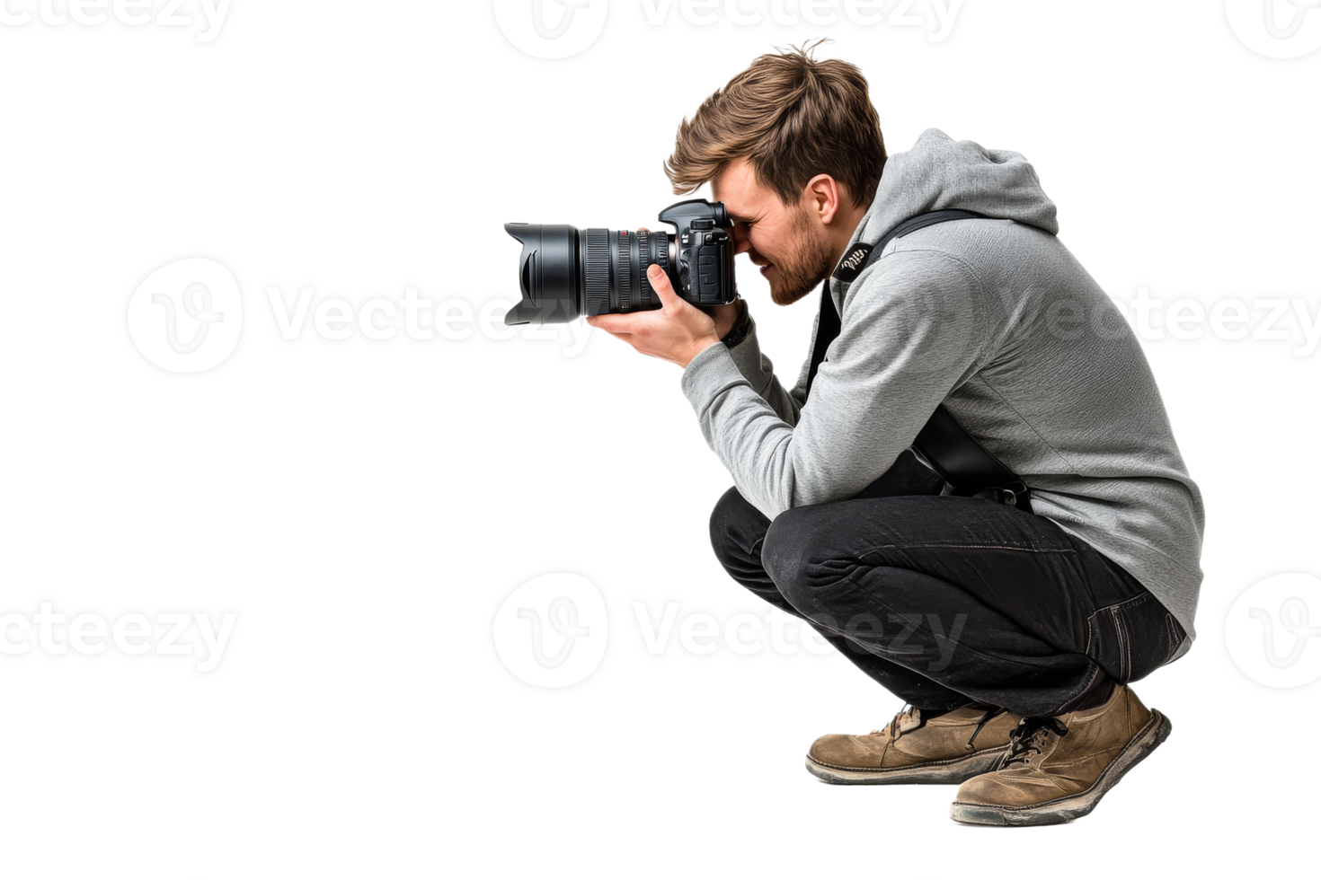 Photographer capturing a moment in a creative pose png