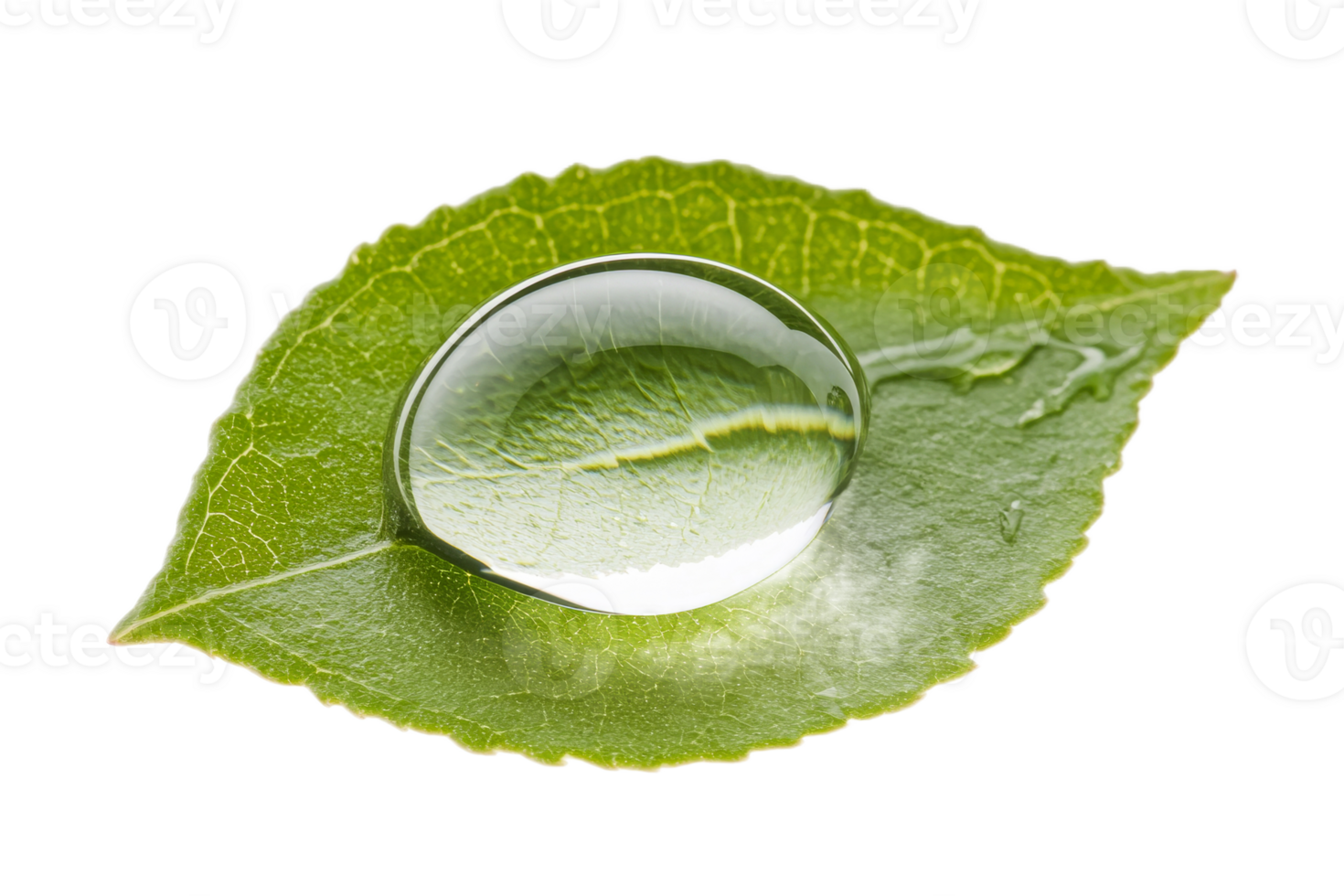 Raindrop resting on a green leaf in nature png
