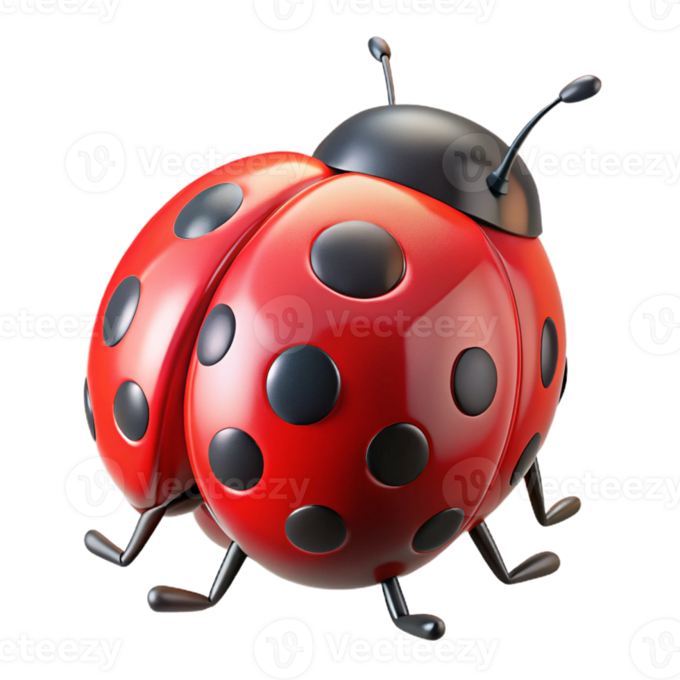 vibrant creative Ladybug Red with Black Spots Transparent Background exclusive png